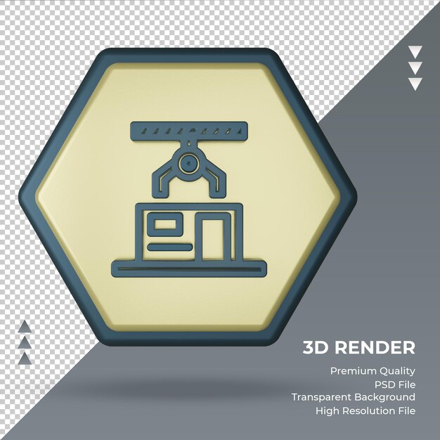 3D-Symbol Mechanischer Arm Fabrikschild Rendering Vorderansicht