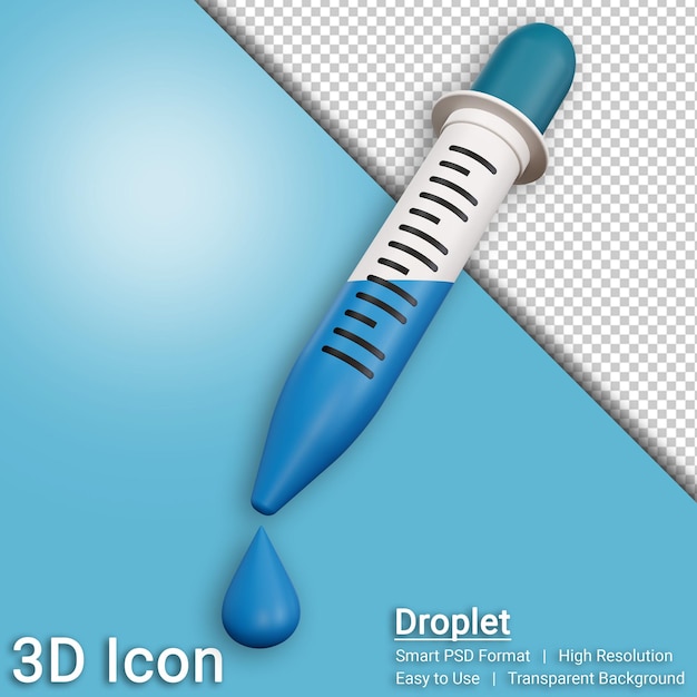 3D-Symbol Medizinische Pipette mit transparentem Hintergrund