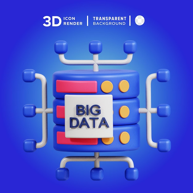 PSD 3d-symbol mit big data-illustration