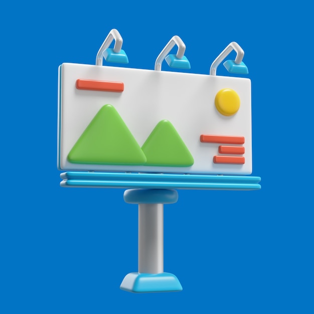 3D-Symbol mit Fotodruck-Werbetafel