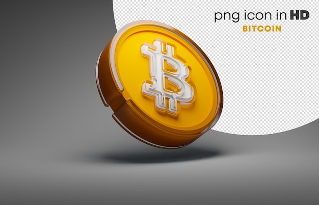 3D-Symbol mit transparentem Hintergrund - Bitcoin (rechts oben)