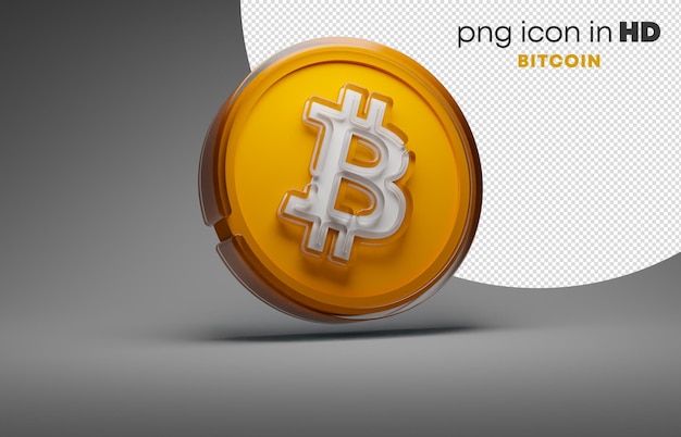 3d-symbol mit transparentem hintergrund - bitcoin (rechts)