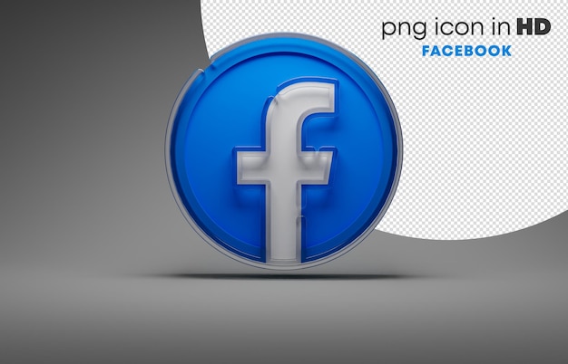 3d-symbol mit transparentem hintergrund - facebook
