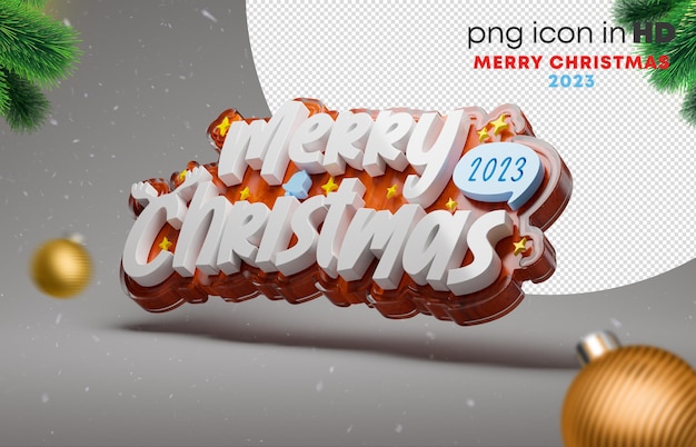 3D-Symbol mit transparentem Hintergrund - Frohe Weihnachten 2023 (links oben)