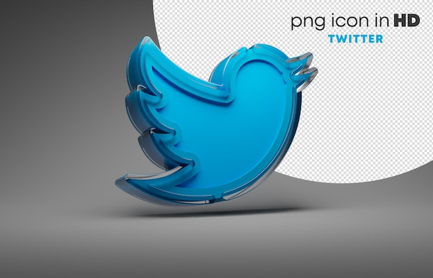 3d-symbol mit transparentem hintergrund - twitter (rechts)