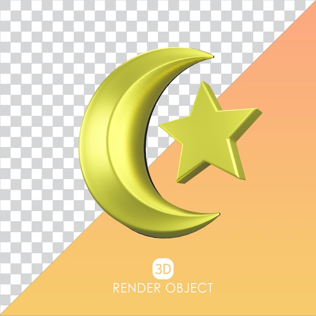 3d-symbol mond und stern ramadhan rendern illustration