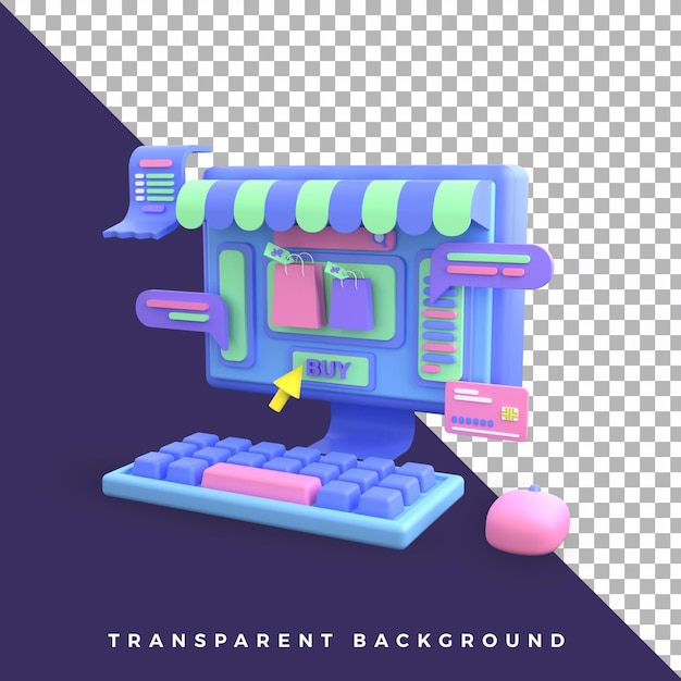 3D-Symbol pc ui ux Online-Shop-Shop-Anwendung Illustration bunte isolierte Objekt-Assets