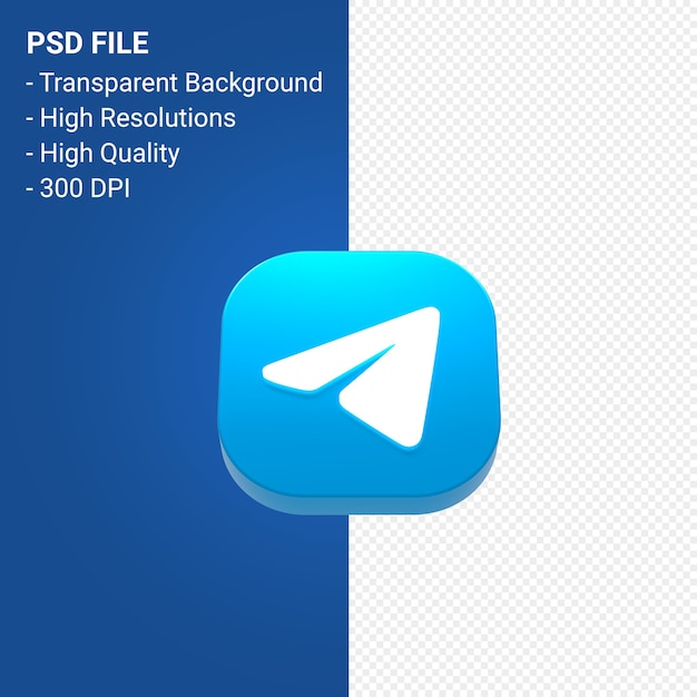 3D-Symbol-Rendering des Telegrammlogos isoliert