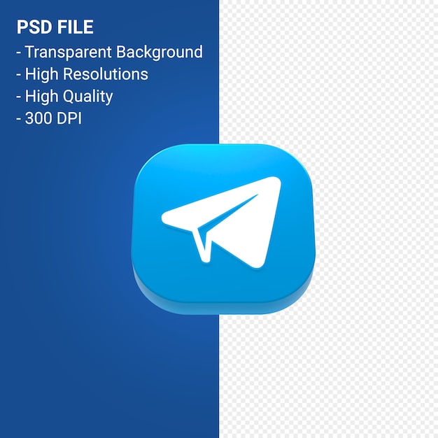 3D-Symbol-Rendering des Telegrammlogos isoliert