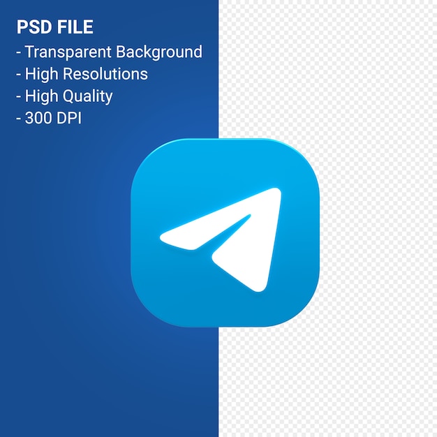 3D-Symbol-Rendering des Telegrammlogos isoliert