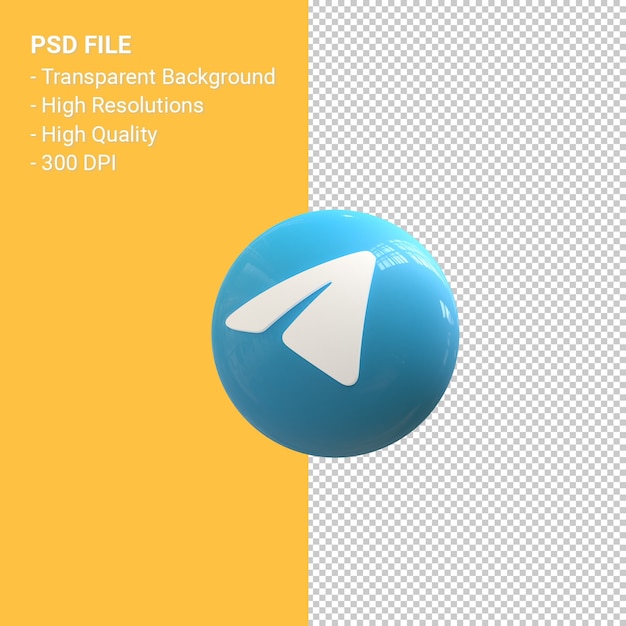 3d-symbol-rendering des telegrammlogos isoliert