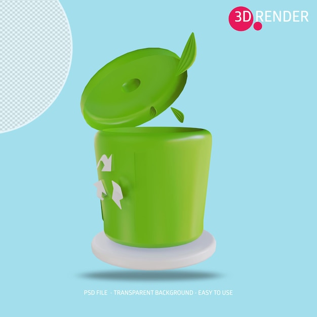 3d-symbol rendern bio-mülleimer