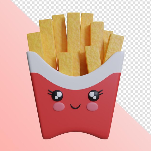 3d-symbol rendern pommes frites kawaii