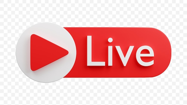 3D-Symbol Rot Live-Play-Symbol 3D-Render-Illustration