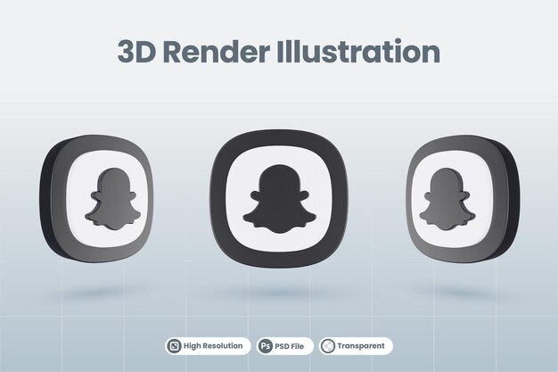 3d-symbol snapchat social media logo isoliert rendern