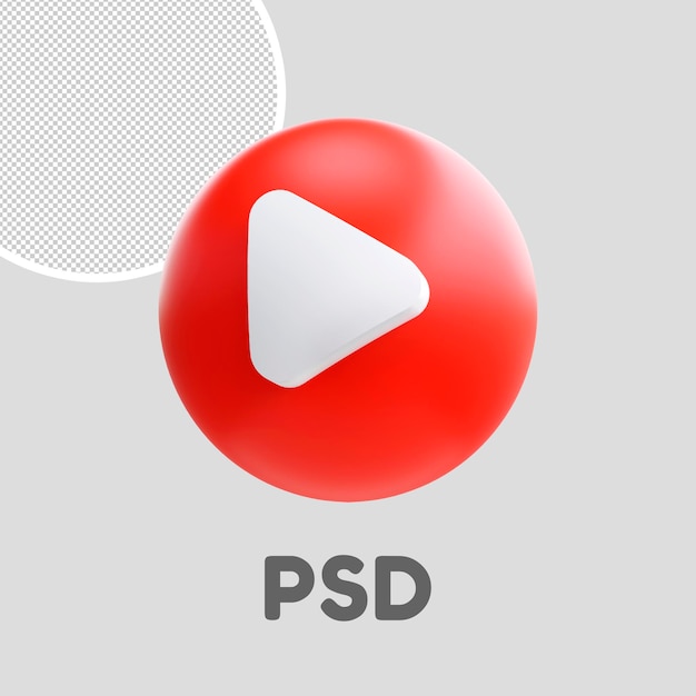 PSD 3d-symbol sphäre rote farbe play-taste