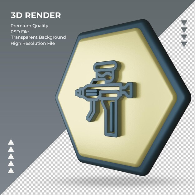 PSD 3d-symbol spritzpistole fabrik zeichen rendering rechte ansicht