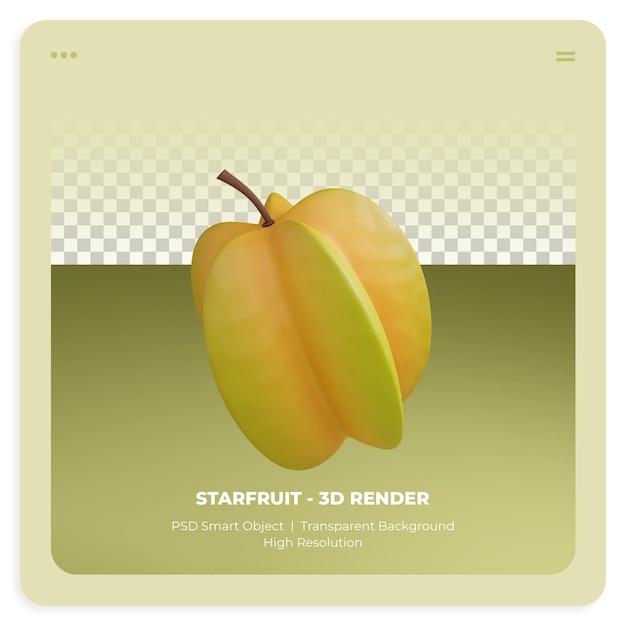 3d-symbol starfruit abbildung transparenter hintergrund isoliert