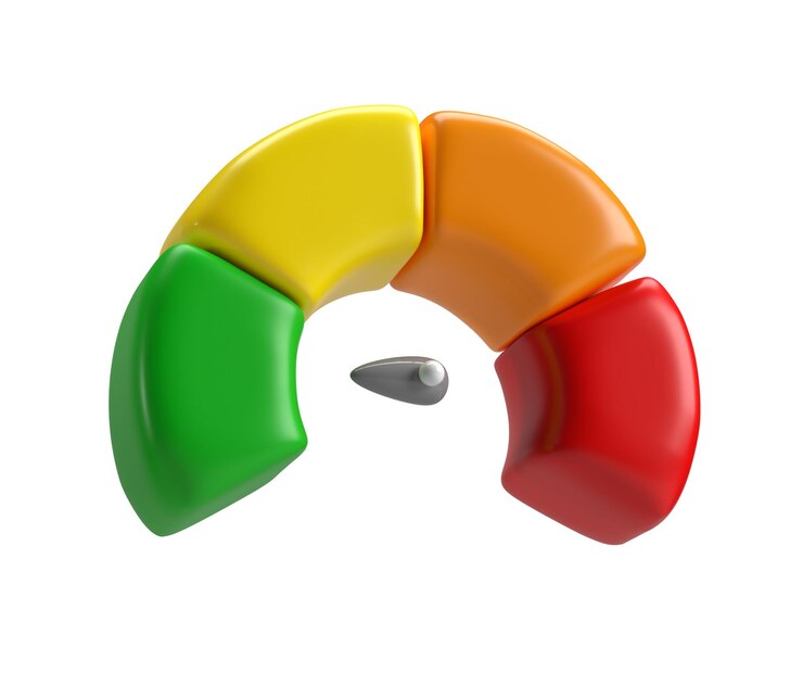 PSD 3d-symbol tachometer mit pfeil für dashboard mit indikatoren transparenter png-hintergrund