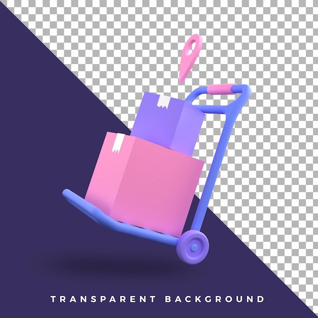 3D-Symbol Trolley Paket Abbildung bunte isolierte Objekt Assets hohe Qualität
