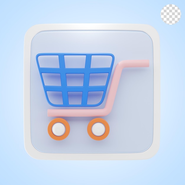 3D-Symbol und Illustration für den Warenkorb