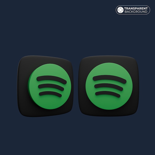 PSD 3d-symbol und spotify-logo