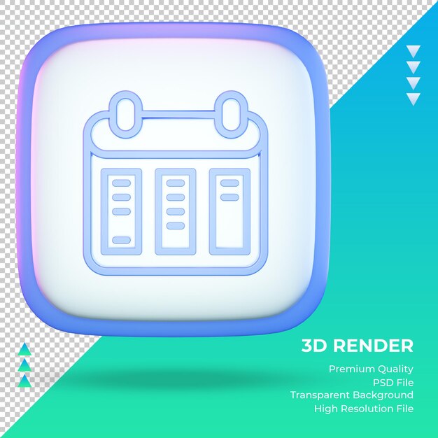 3d-symbol universität kalender liste zeichen rendering vorderansicht