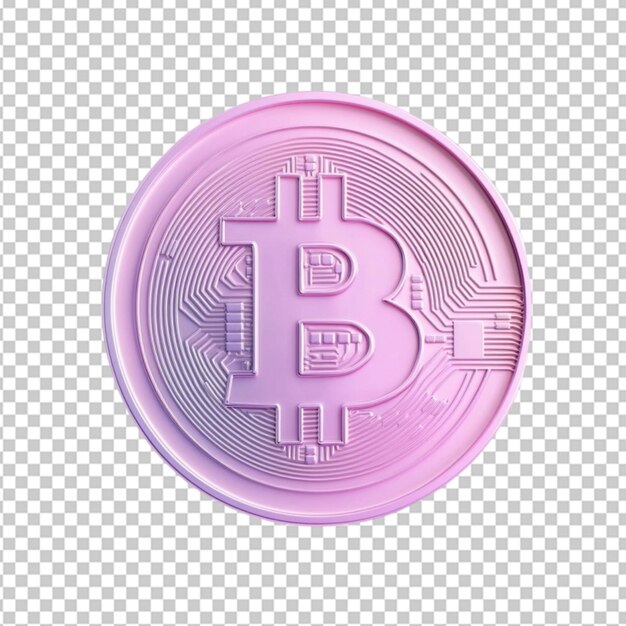 3D-Symbol von Bitcoin auf durchsichtigem Hintergrund