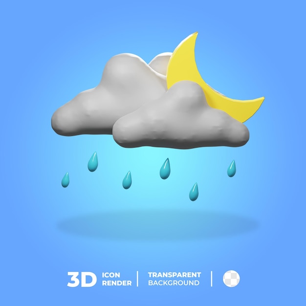 PSD 3d-symbol wetter regen nacht