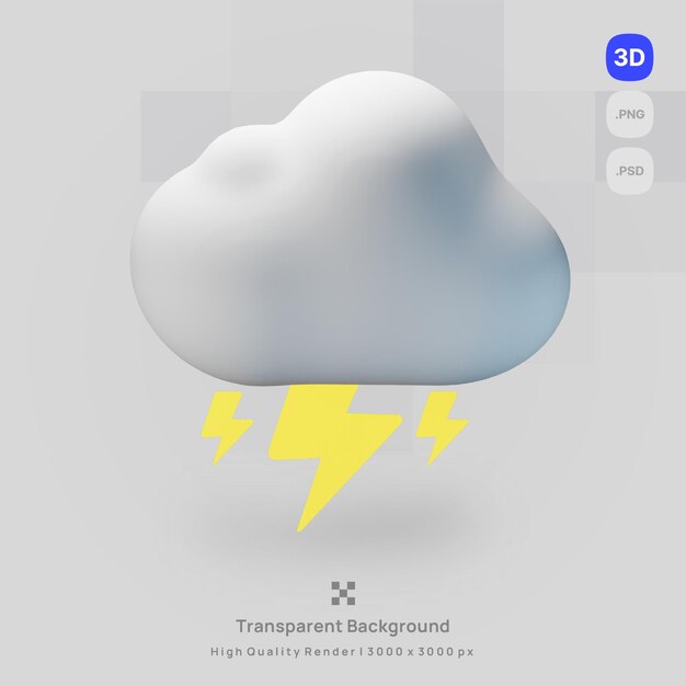 3D-Symbol Wettervorhersage Illustration bewölkter Donner