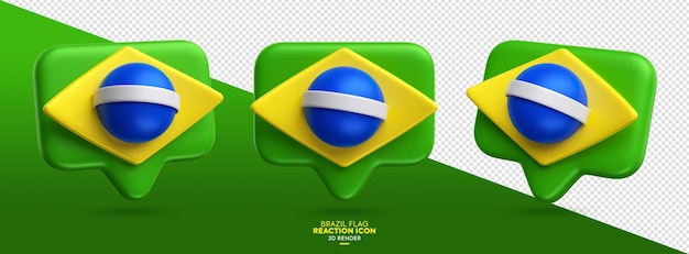 3D-Symbol wie Social-Media-Reaktion mit brasilianischer Flagge