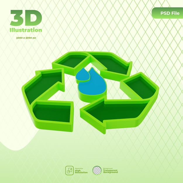 3D-Symboldarstellung für gereinigtes Wasser