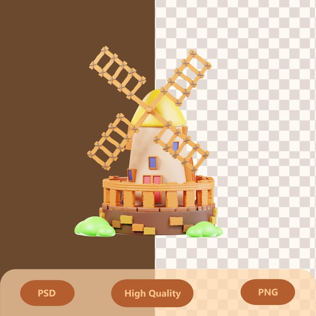 PSD 3d-symboldarstellung windmühle