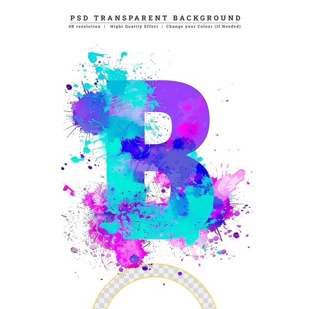 PSD 3d-symbole b alphabetfarbe effekt gradient-premium auf durchsichtigem hintergrund