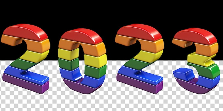 PSD 3d-symbole des neuen jahres 2023