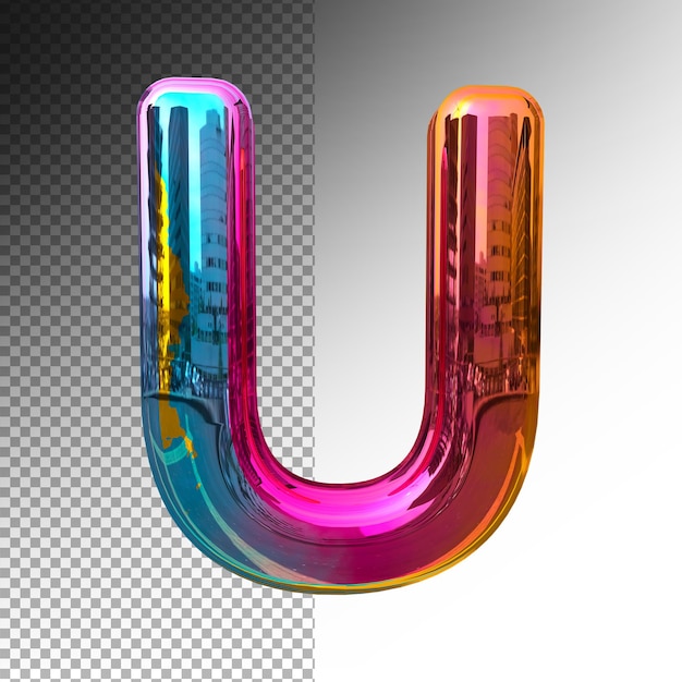 3d symbole u alphabet farbeffekt verlauf premium psd