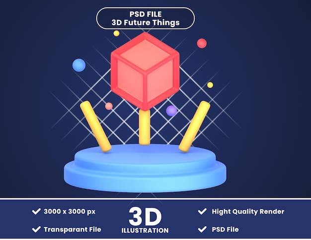 PSD 3d-symbolillustration 3d-hologramm