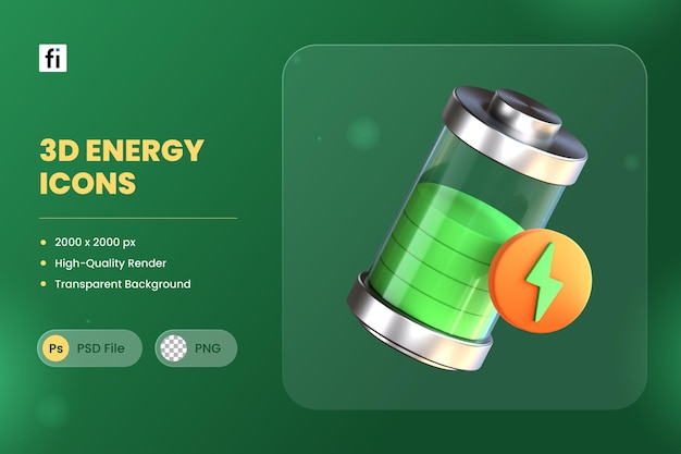 3d-symbolillustration batterieenergie