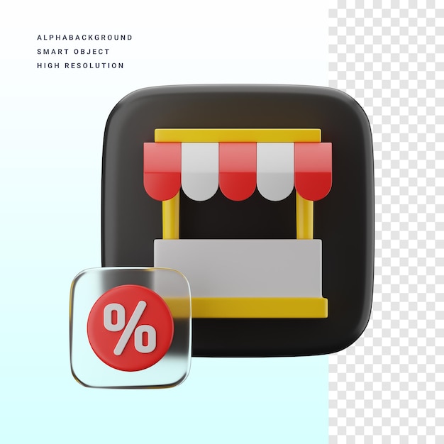 3d-symbolillustration der marktplatzanwendung