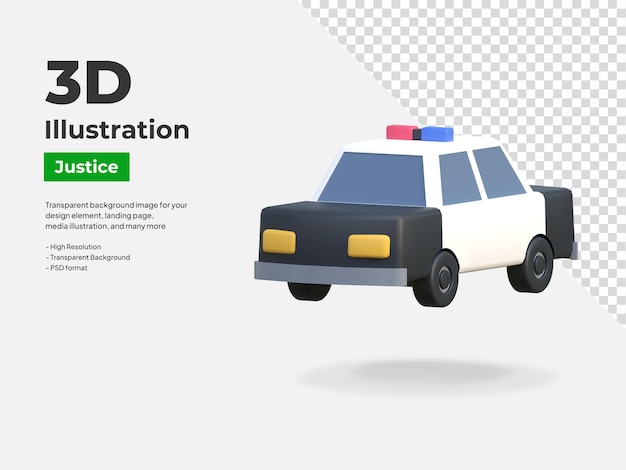 PSD 3d-symbolillustration des polizeiautos