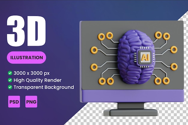 PSD 3d-symbolillustrationen für maschinelles lernen