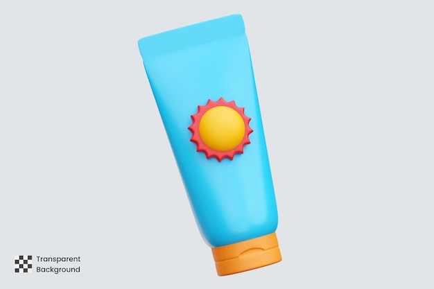 3D-Symbolillustrationen für Sonnenschutzcreme
