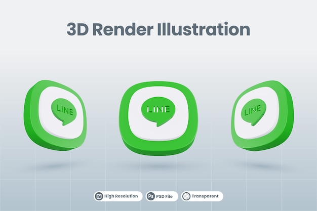 3D-Symbollinie Social-Media-Logo isoliert rendern