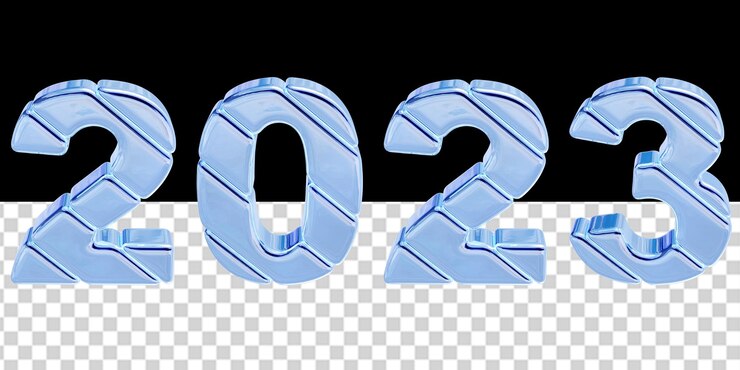 PSD 3d symbols of the new year 2023