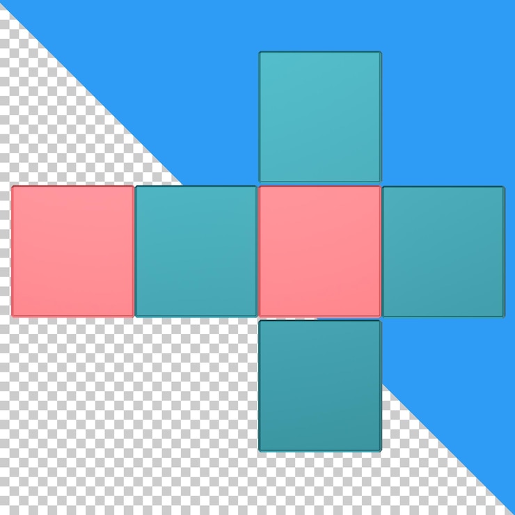 PSD 3d-symbolwürfelgitter isoliert auf dem transparenten hintergrund