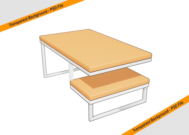 PSD 3d table en bois icône objet isolé