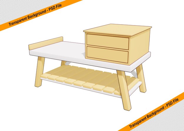 PSD 3d table en bois icône objet isolé