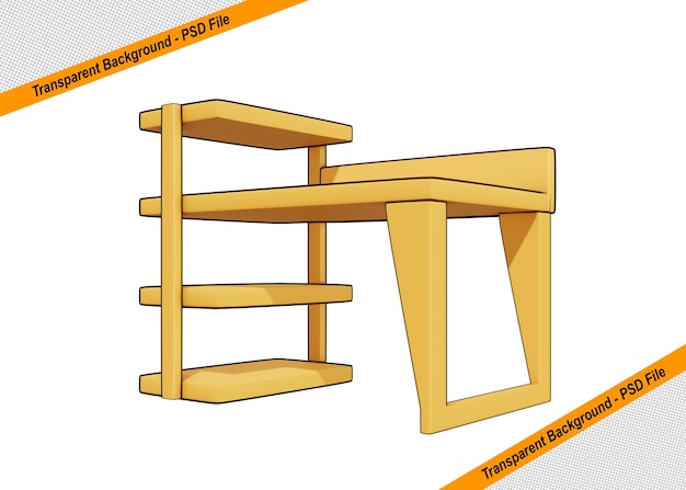 PSD 3d table en bois icône objet isolé