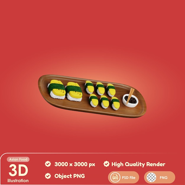 PSD 3d-tamago-sushi