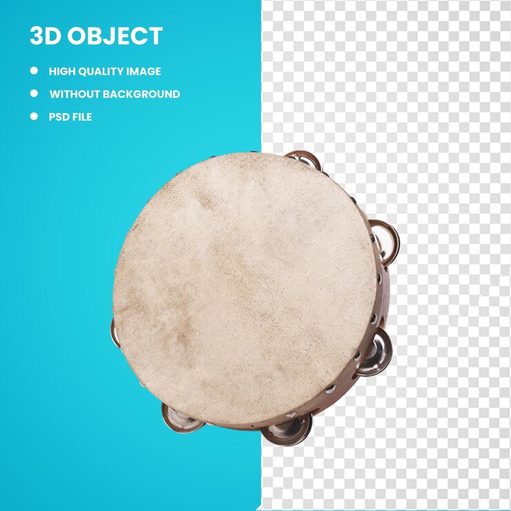 PSD 3d tambores de mão percussão instrumentos musicais tamborim
